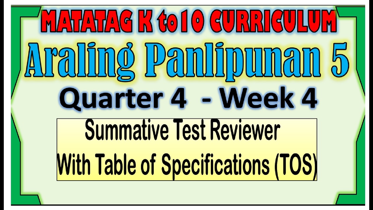 Araling Panlipunan 5 Quarter 4 Week 4 Summative Test Reviewer