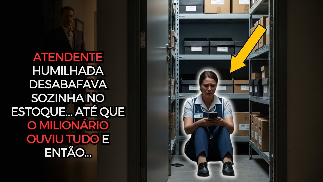 ATENDENTE HUMILHADA DESABAFAVA SOZINHA NO ESTOQUE… ATÉ QUE O MILIONÁRIO OUVIU TUDO E ENTÃO…