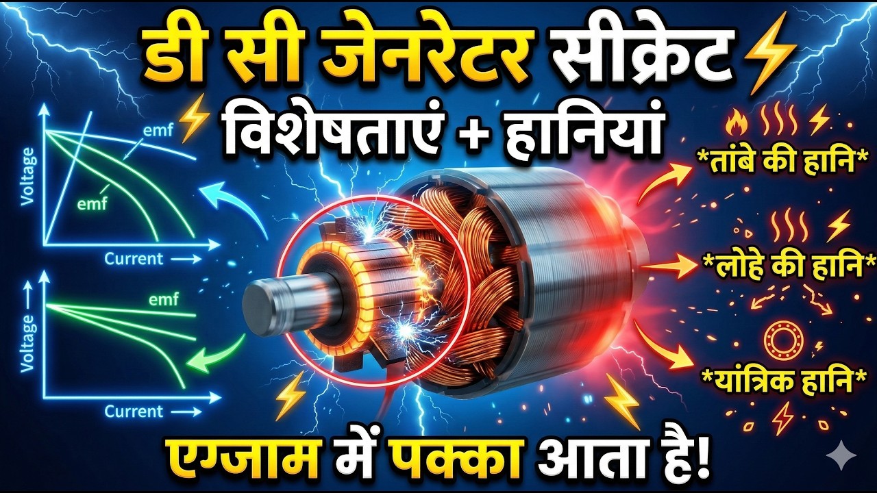 DC Generator Secret ⚡ Characteristics + Losses Full Explanation (Hindi) ||  Machine | L -10