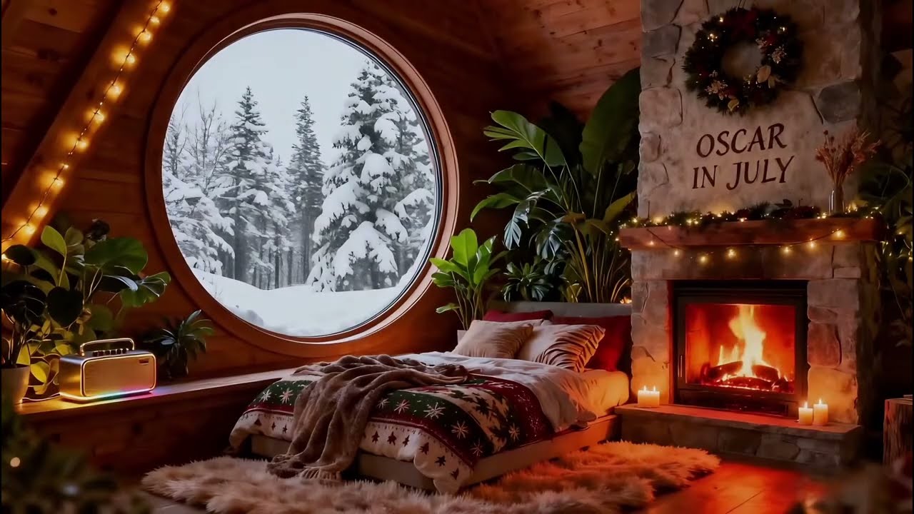 Sleep Focus Piano — Snowy Fireplace Cabin | Calm Sleep, Deep Focus & Winter Night Rest