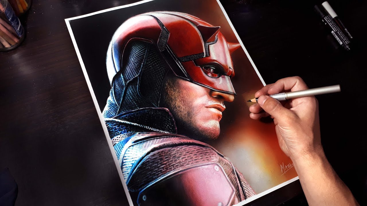 Colored pencils - DAREDEVIL Timelapse - Mattos Artwork