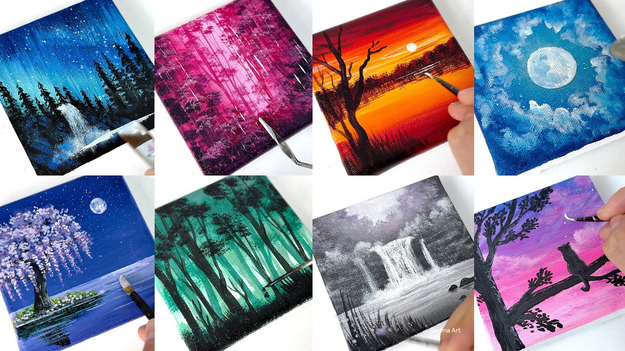 10 Easy Landscape Acrylic Painting for Beginners / Step By Step #paintingtutorial