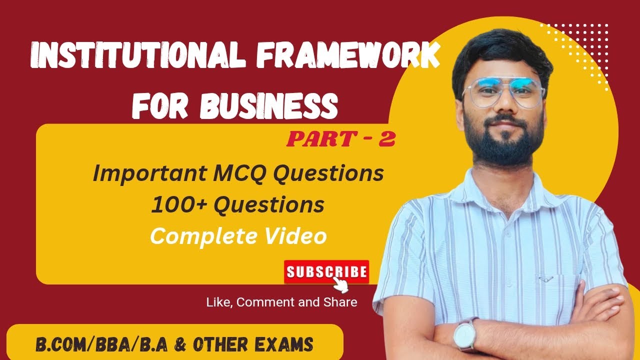 Institutional Framework for Business MCQs|BCom MCQs Lucknow University|Business Regulatory Framework
