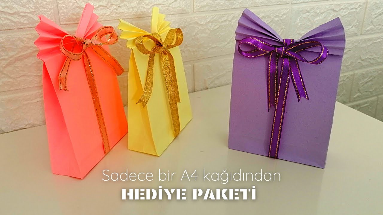 A4 KAĞIDINDAN ÇOK KOLAY HEDİYE PAKETİ 🎁❤️ MAKAS YOK❗ DOĞUM GÜNÜ - ANNELER GÜNÜ HEDİYE PAKETİ YAPIMI