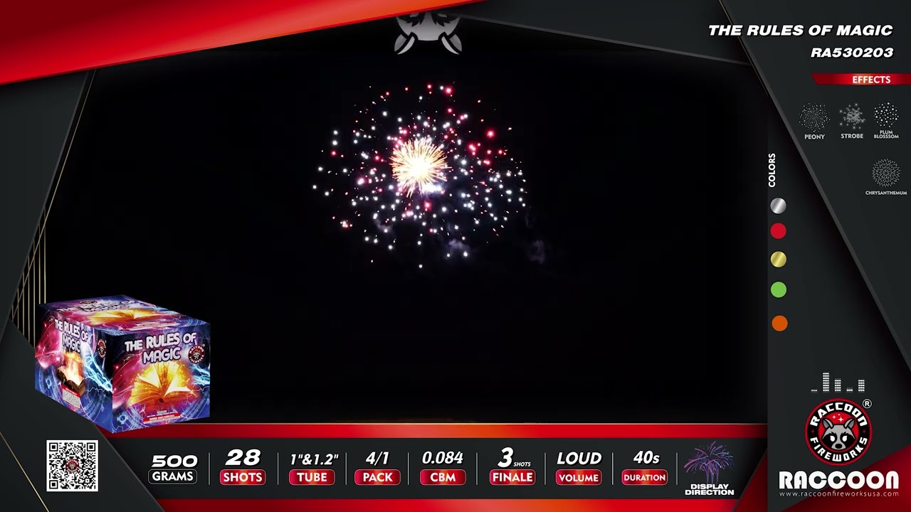 The Rules of Magic - 12818 - Raccoon - 500 Gram Repeater Cases - Wholesale Fireworks - WFBOOM.COM
