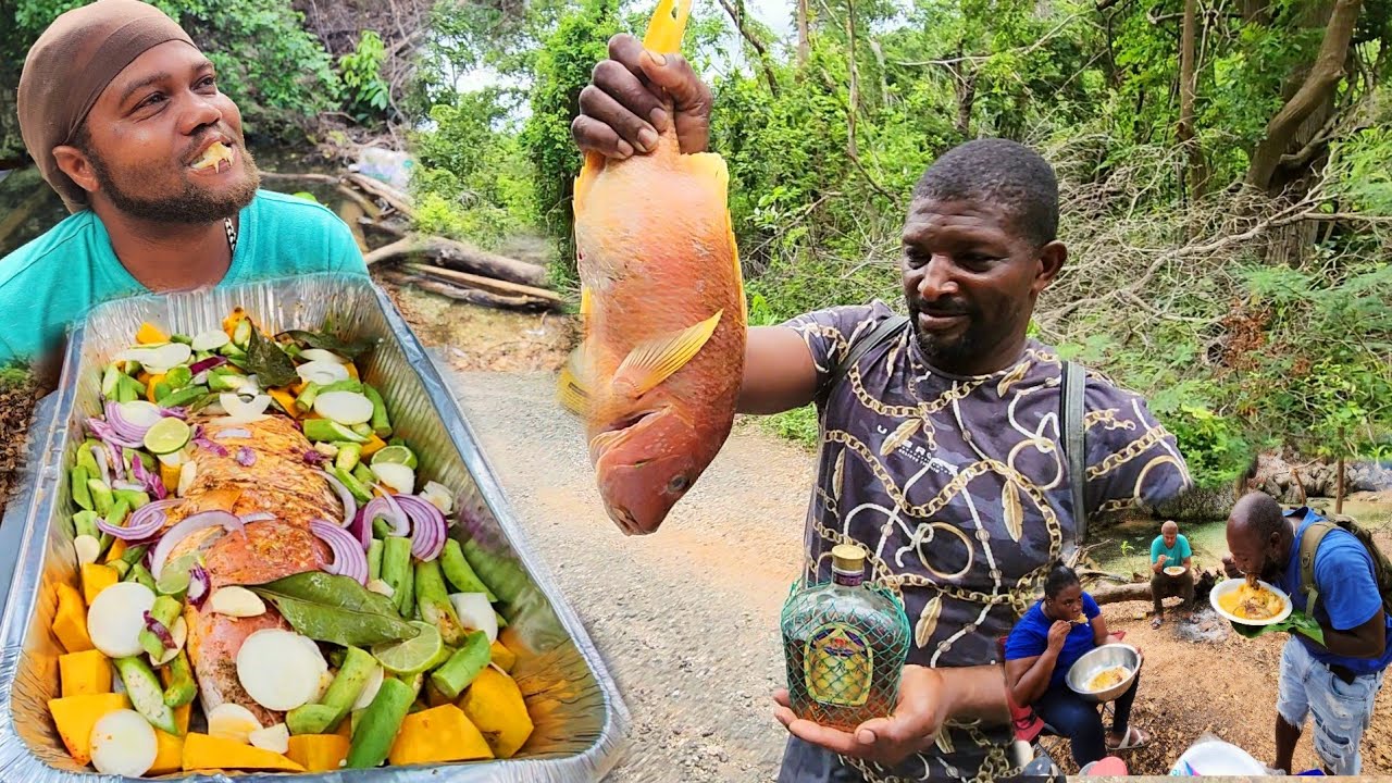 vibe at the river Canoe valley Jamaica hidden gem steam roasted snapper and this happened