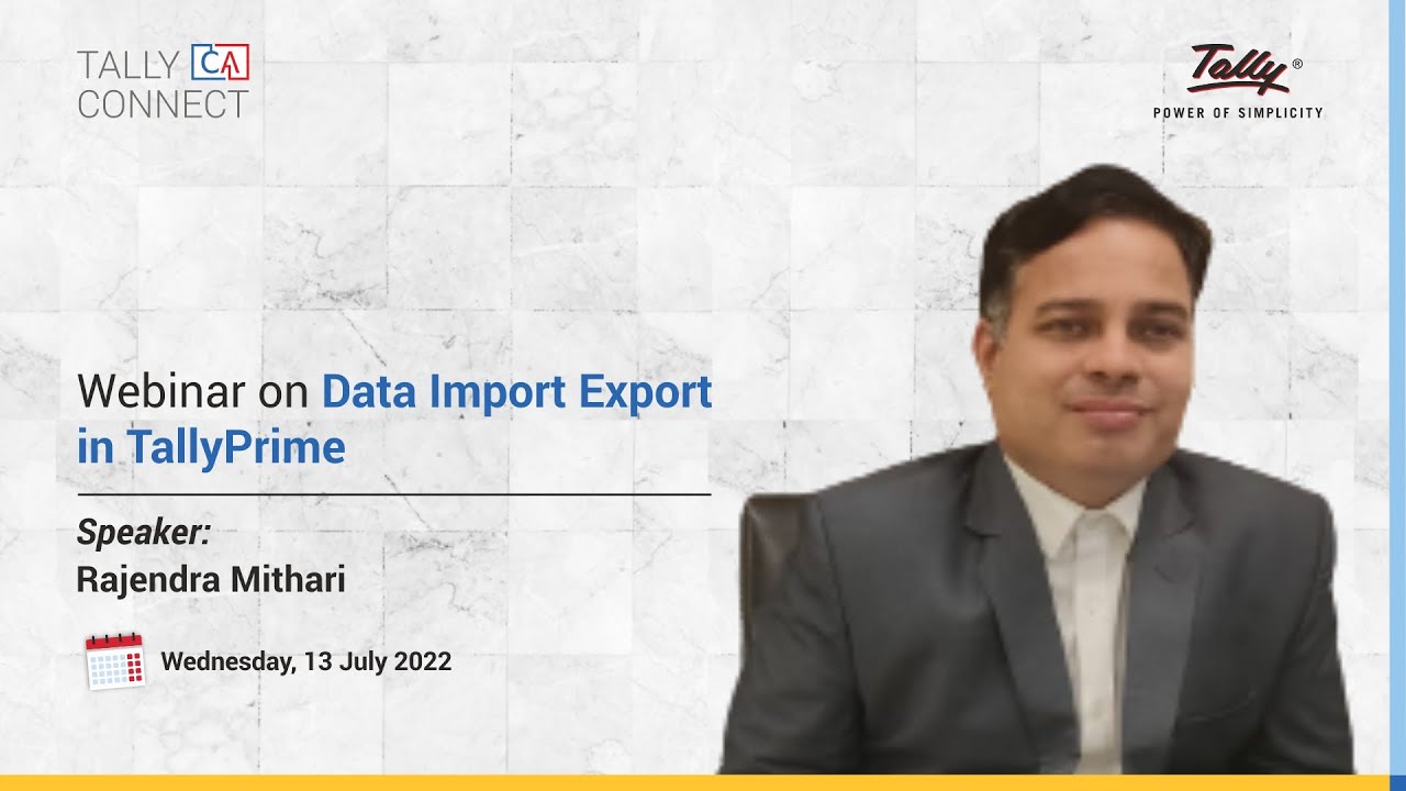 Data Import Export in TallyPrime | Rajendra Mithari | Tally CA Connect