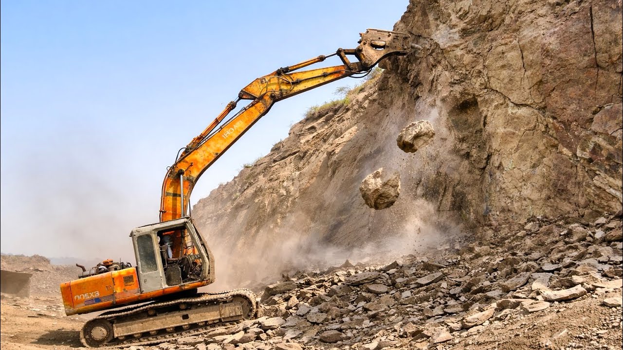 Excavator Breaking Mountains | Dangerous Operator Skills in Action #excavator 