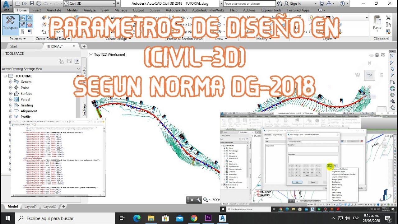 PARÁMETROS DE DISEÑO EN  CIVIL 3D-  SUGUN NORMA DG-2018 -(curso de AUTOCAD CIVIL 3D) -PARTE-05