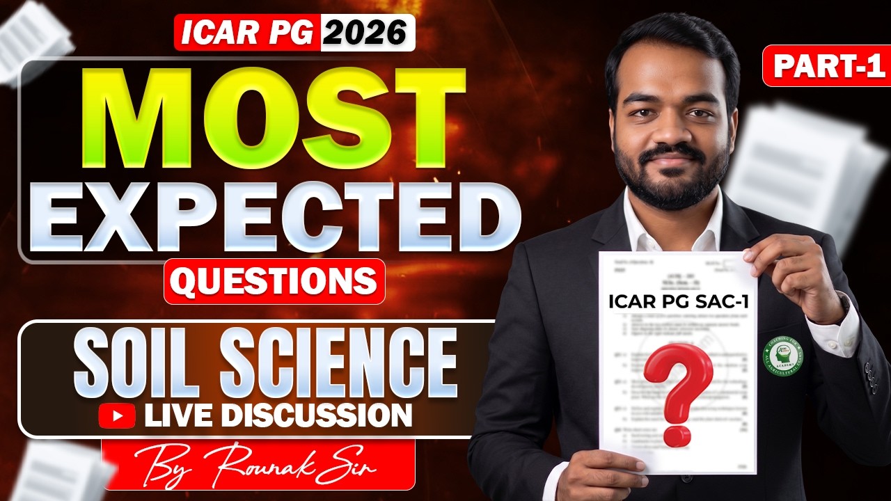 ICAR PG Soil Science Paper-1 (Part - 1) | Most Expected Questions Live Discussion by Rounak Sir