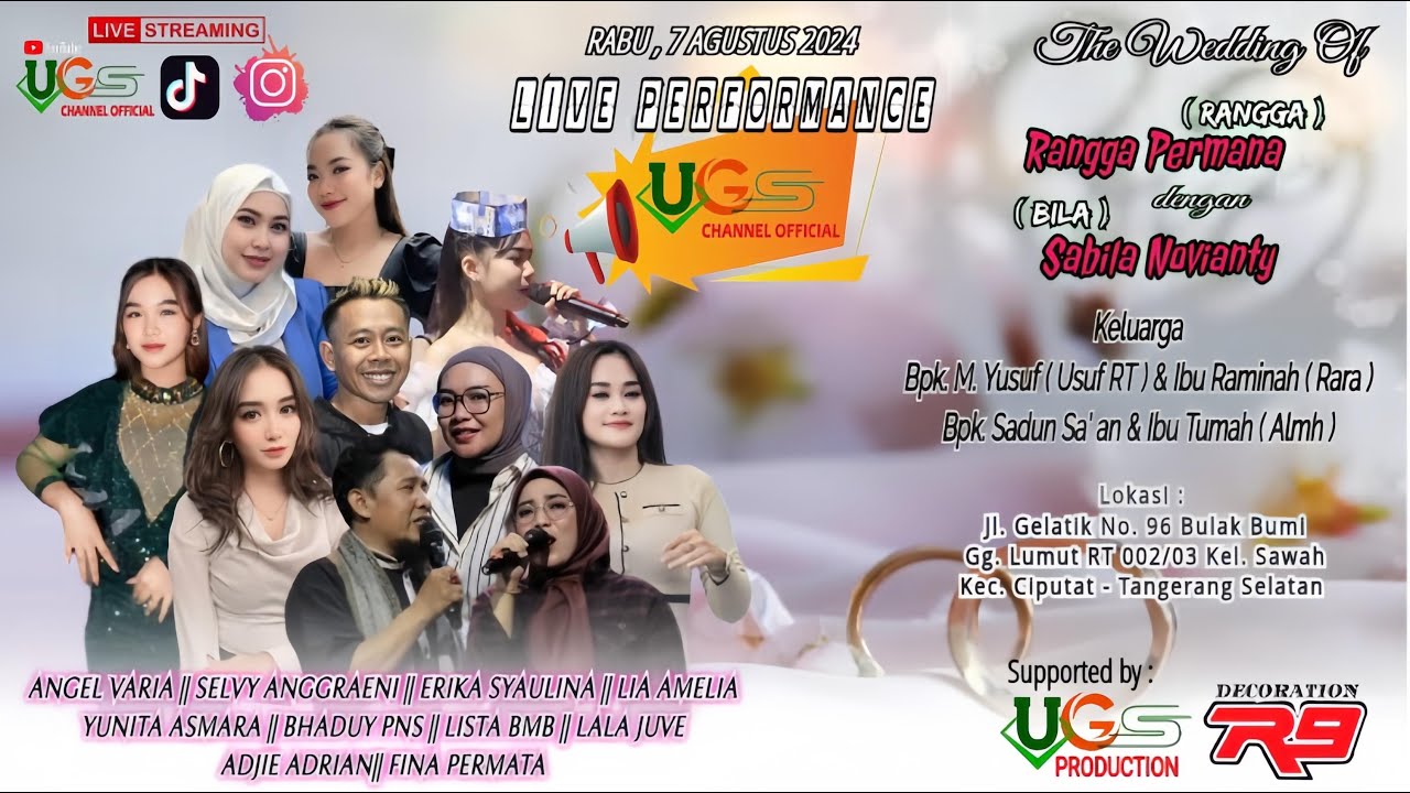 LIVE UGS MUSIC - WEEDING OF CEREMONY  RANGGA PERMANA & SABILA NOVIANTY  | 7 Agustus 2024