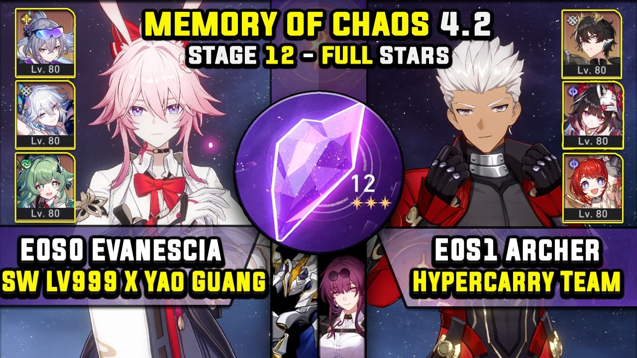 E0 Evanescia Carry W/ SW999 & E0 Archer Carry (3 Stars) Memory Of Chaos 12 Honkai Star Rail 4.2