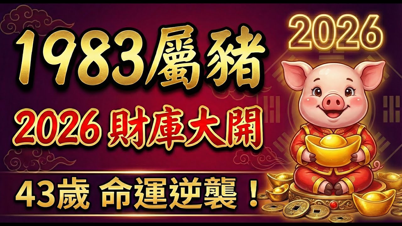 1983年屬豬人， 水豬之命！2026年43歲「財星」入庫，以前看不起你的人，以後高攀不起！#1983年屬豬 #屬豬2026運勢 #2026生肖豬運勢 #財運 #屬豬運勢 #1983年生肖豬 #生肖豬