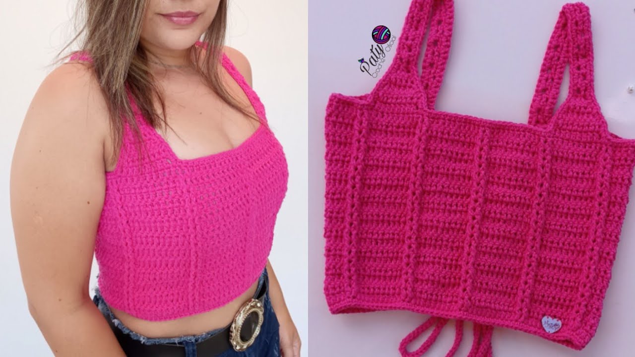 Cropped de Crochê modelo Corset /Cropped Blogueira