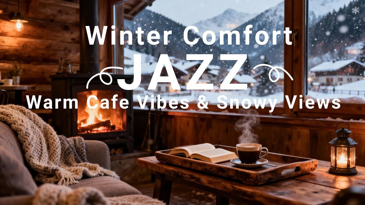 Relaxing Jazz Music for Winter Comfort ~ Warm Cafe Vibes & Snowy Views