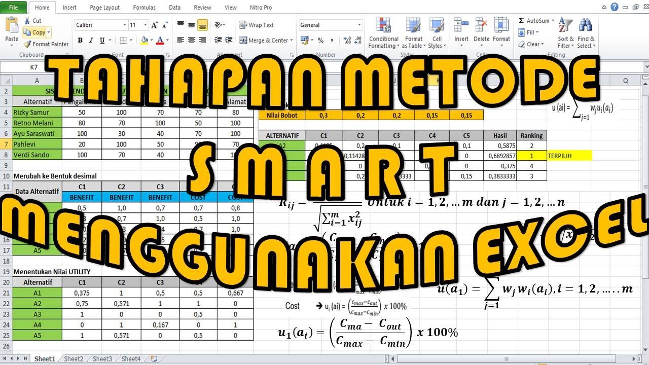 Tahapan Metode SMART Menggunakan Microsoft Excel pada SPK