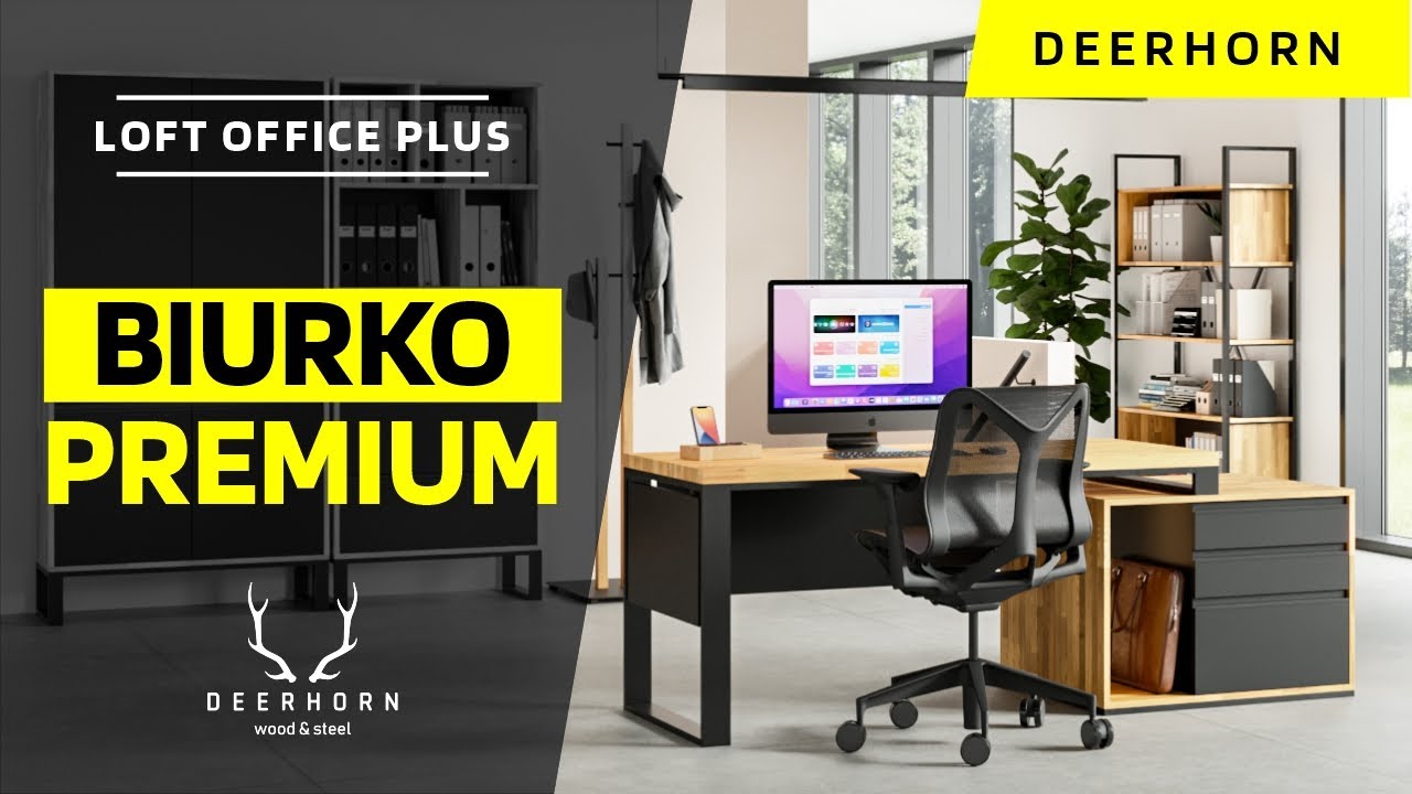Biurko Loft Office Plus Deerhorn. 🔥 Biurko gabinetowe z drewnianym blatem industrialne.
