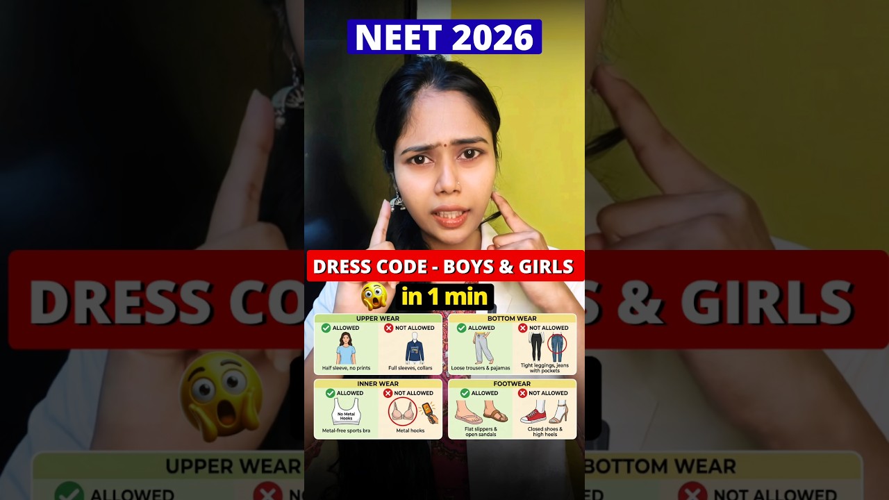 Dress Code for NEET 2026 for Boys and Girls👕👚 #neet2026 #neet #dresscode #exam #update #viral