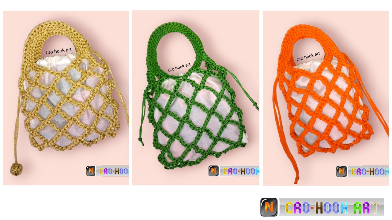 كروشيه شنطه بغرزه الشبكة |Crochet net bag (Mesh Bags) |Cro-hook art