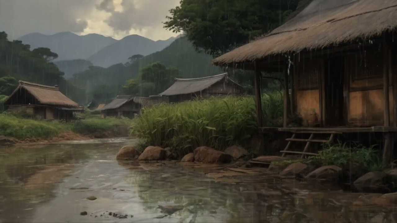 Rain Falling in a Peaceful Wooden House ASMR Rain Sound for Sleep – Black Screen 🏚⛈️⛈️ 