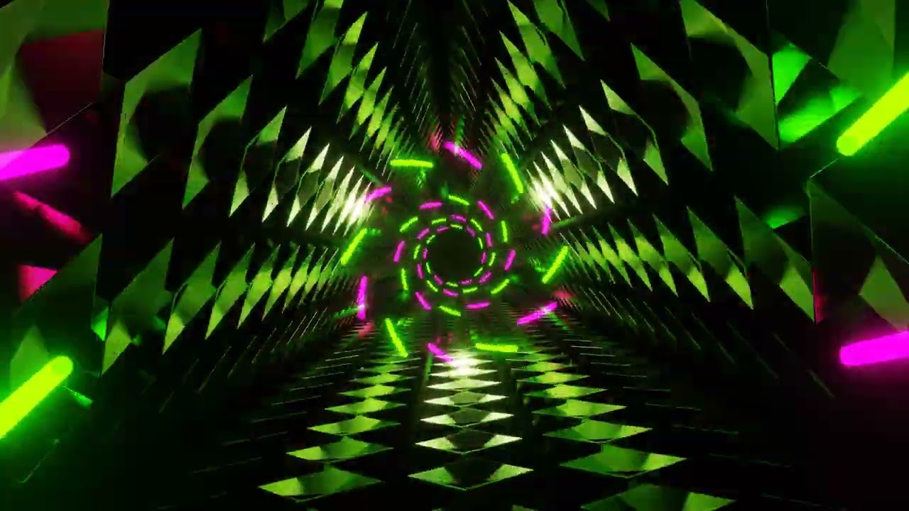 Hypnotic Tunnel 4K | Green Neon Pink Abstract Background Loop