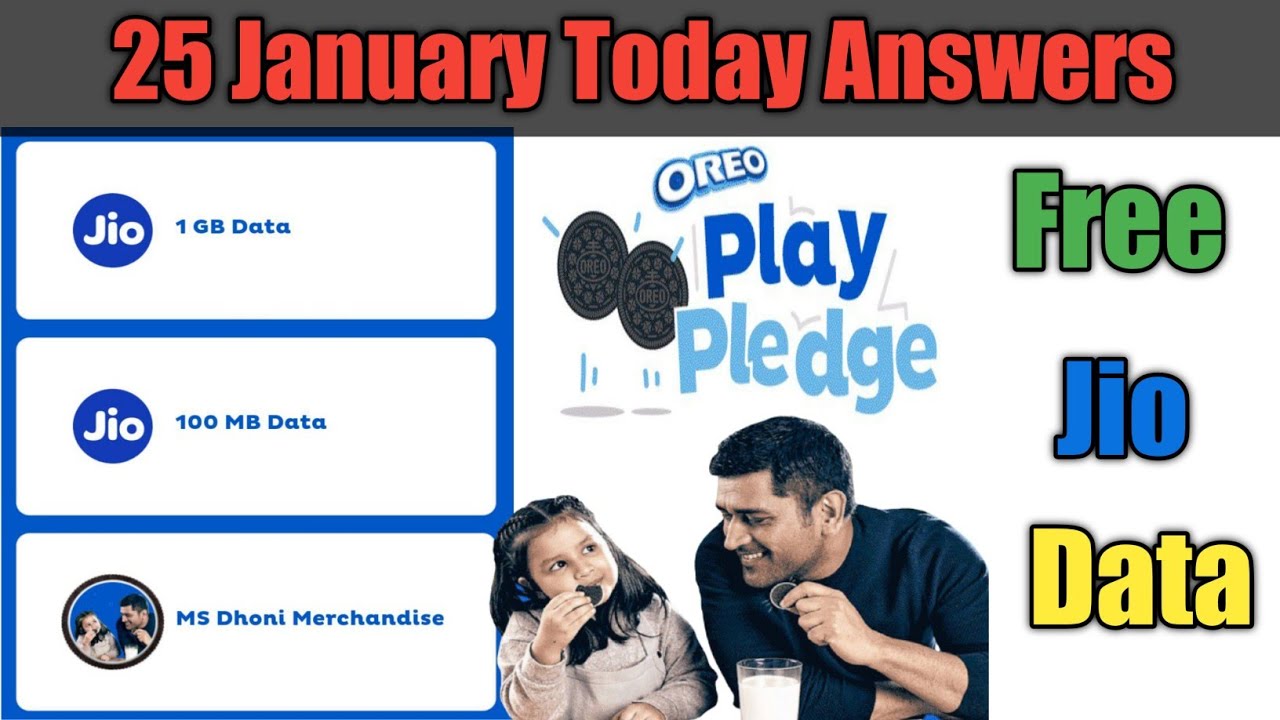 Jio New Offer Free Data | Unlimited Oreo Play Pledge Today Answers 25 January 2021| How To Claim |