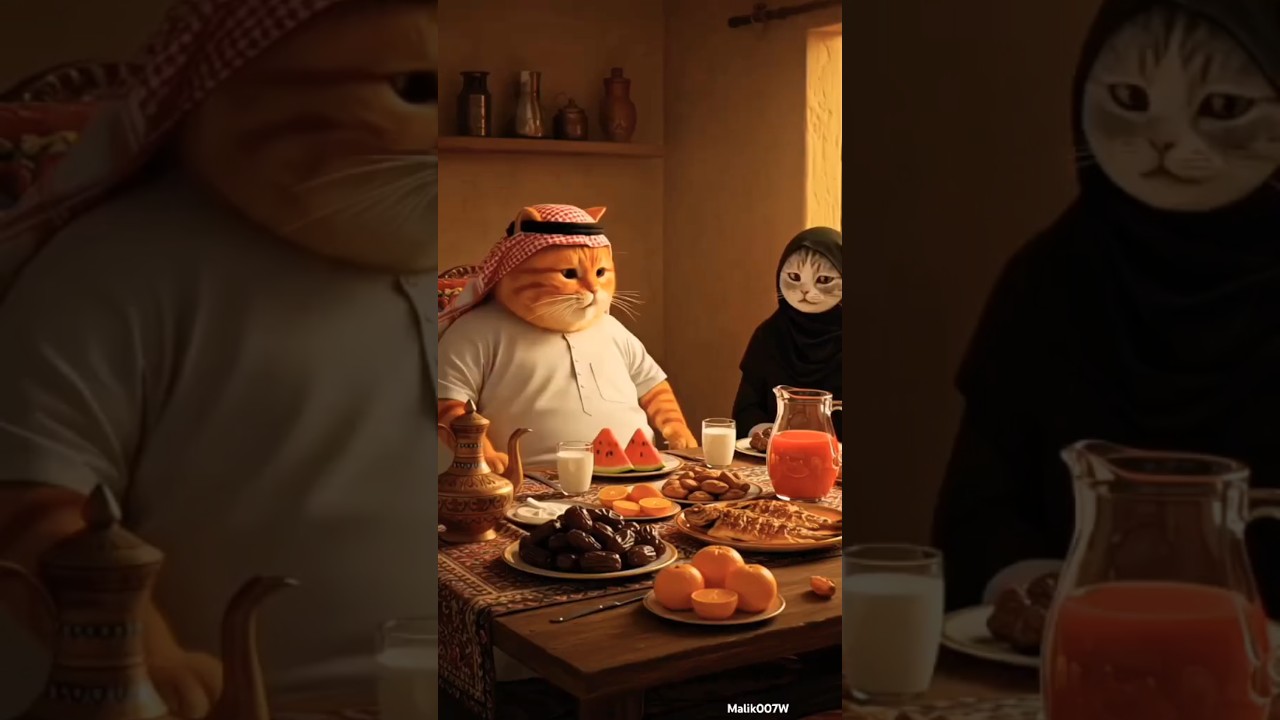 Fat Cat Celebrates Ramadan With Iftar Feast #shorts #islamic #youtubeshorts #viralvideo