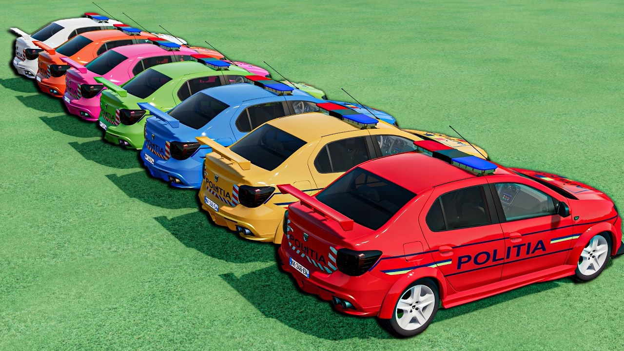 ALL COLORS POLICE DACIA LOGAN SHOWCASE & TRANSPORTING FS22 - WOW !