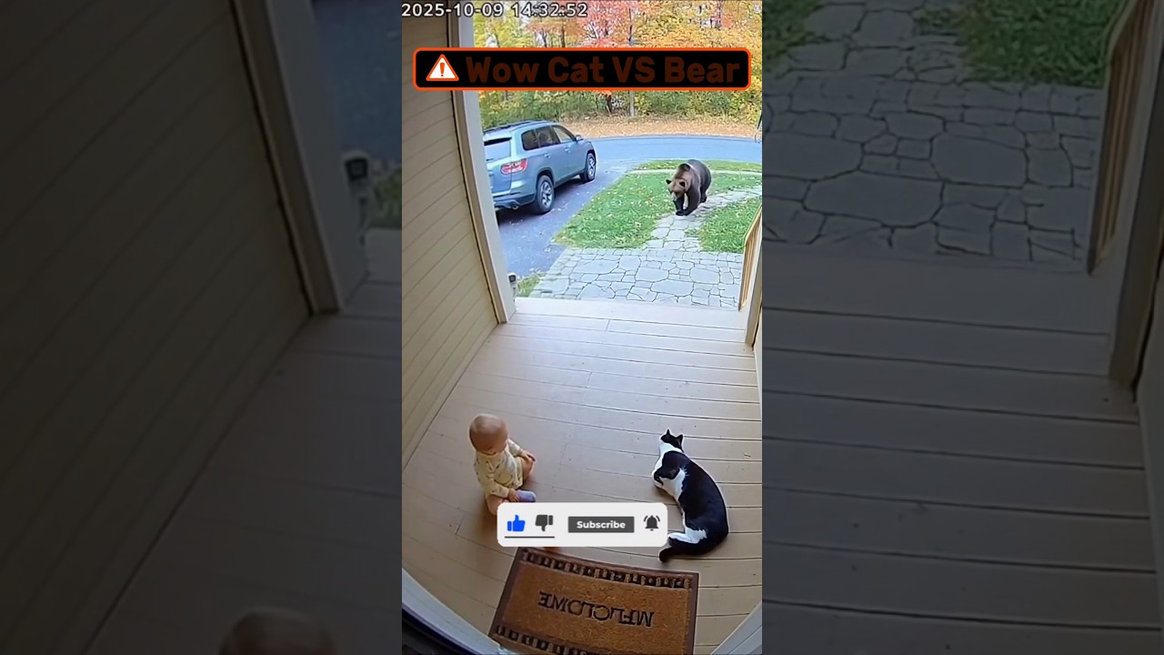 Fierce Fight Between Cat and Bear #cat #catvideos #catfight #bear #catlovers #animals