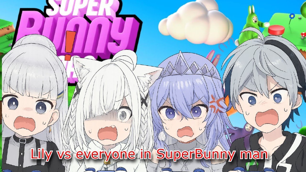 Shirayuri Lily Vs Satou, Nanase & Nagisa - Super Bunny Man - vtuber collab
