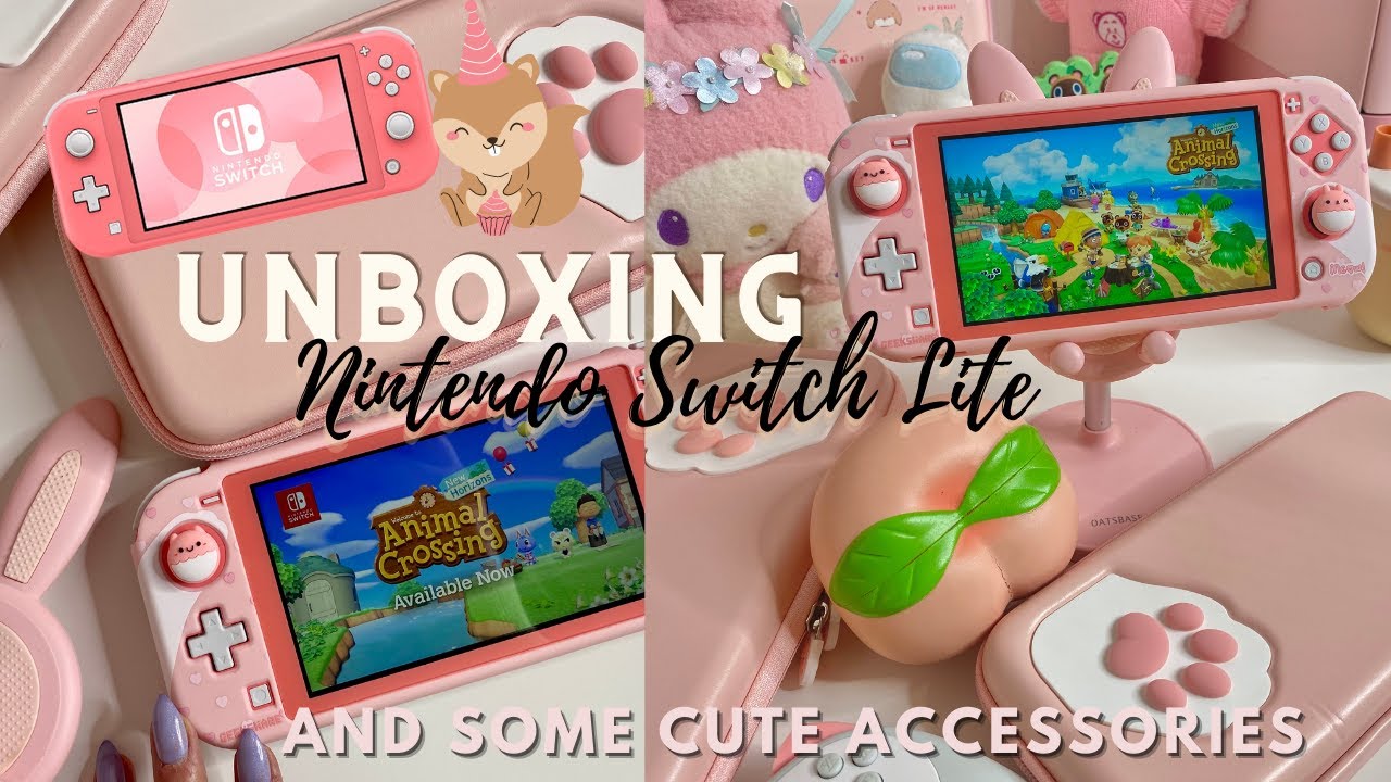 Unboxing Coral Switch Lite 🎀 and Decorating It 2021💕 | Kawaii Accessories 🐰 | Animal Crossing 🍂