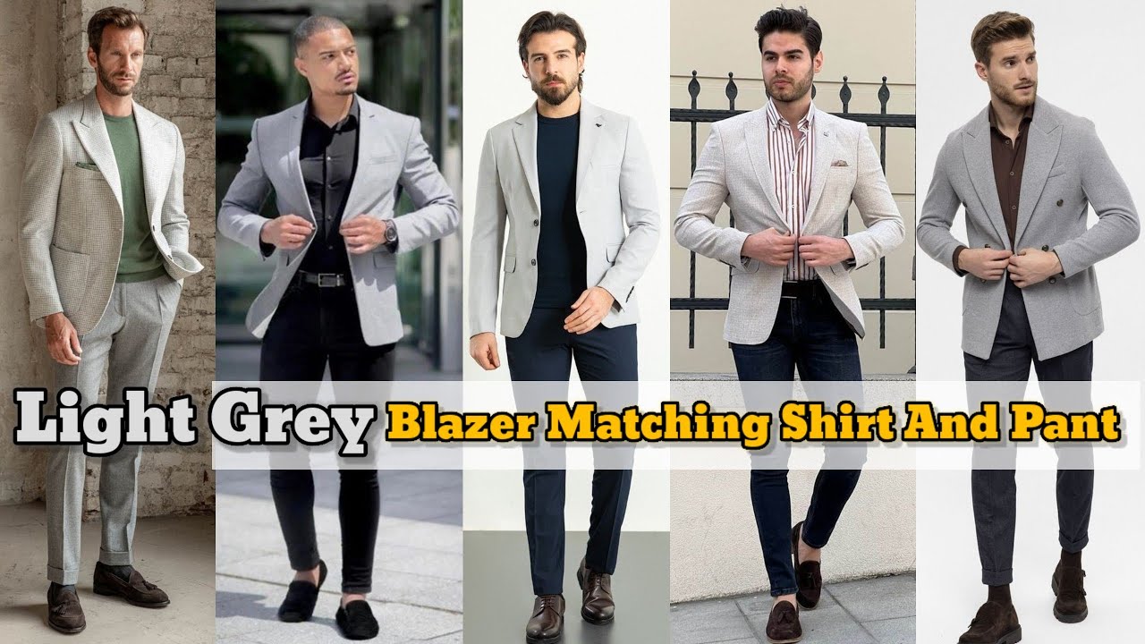 Light Grey Blazer Matching Shirt And Pant | Light Grey Blazer Combination | Grey Blazer Outfit Ideas