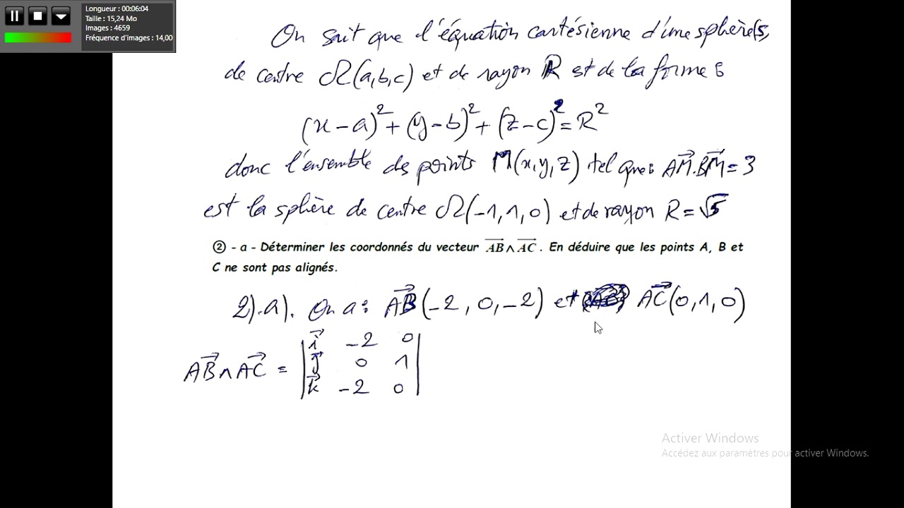 GEOMETRIE DANS L'ESPACE- BAC SCIENCES EXPERIMENTALES