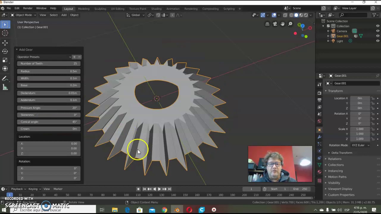 Blender 2.8: engranajes y otros extras