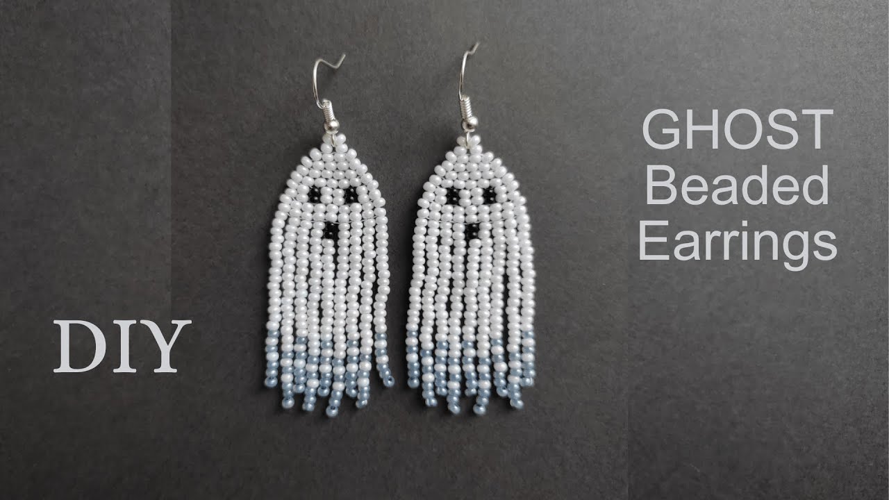 How to make beaded ghost earrings, halloween beaded earrings diy