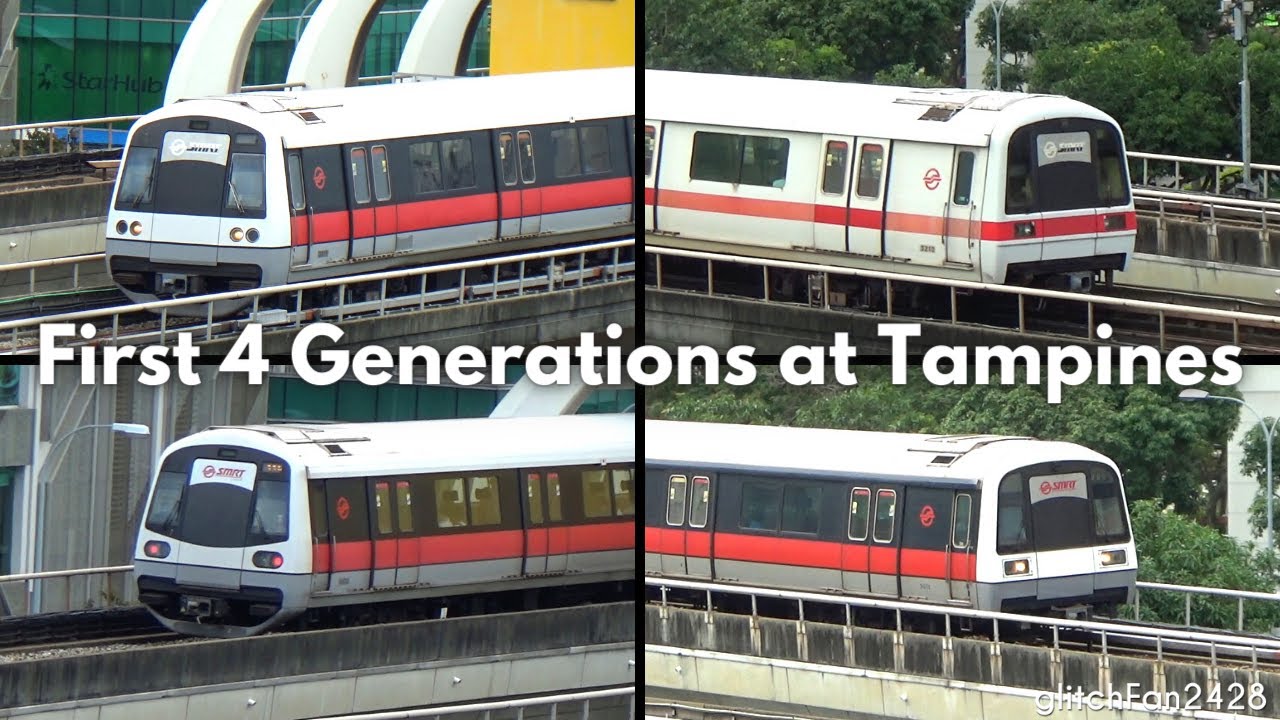 [SMRT] First 4 Generations of Singapore MRT Trains Arriving and Departing Tampines Station, 2020