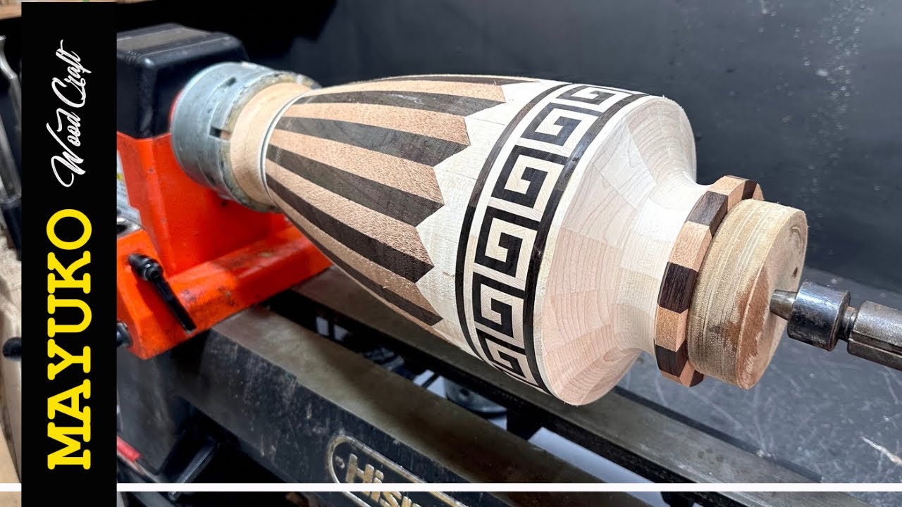 MAKING A VASE WITH A GEOMETRIC PATTERN AND A GREEK KEY PATTERN, woodturning