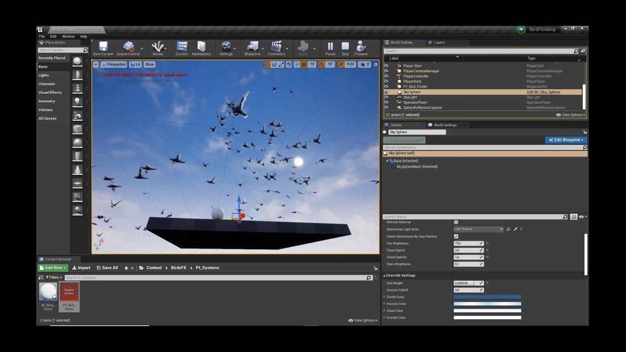 Basic Niagara UE4 Birds Flocking System