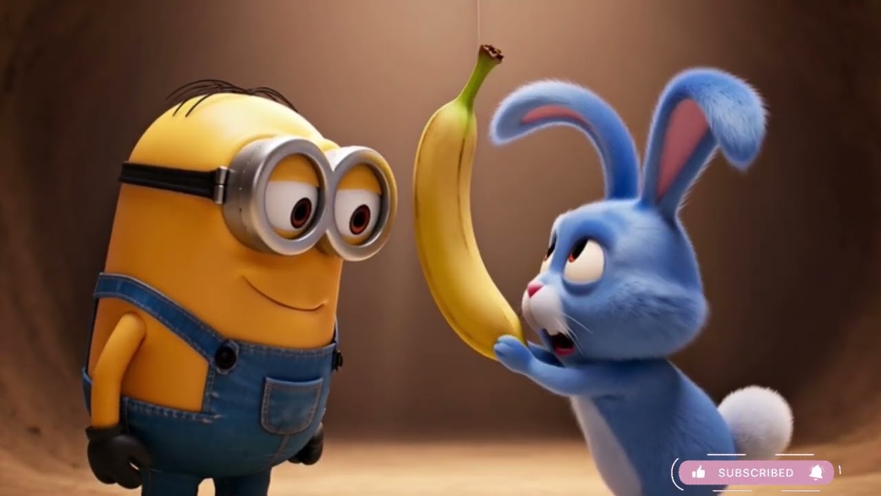 The Minion and the Hungry Blue Rabbit  | Fun Friendship Story for Children 🍌🐰 | Kids Cartoon World