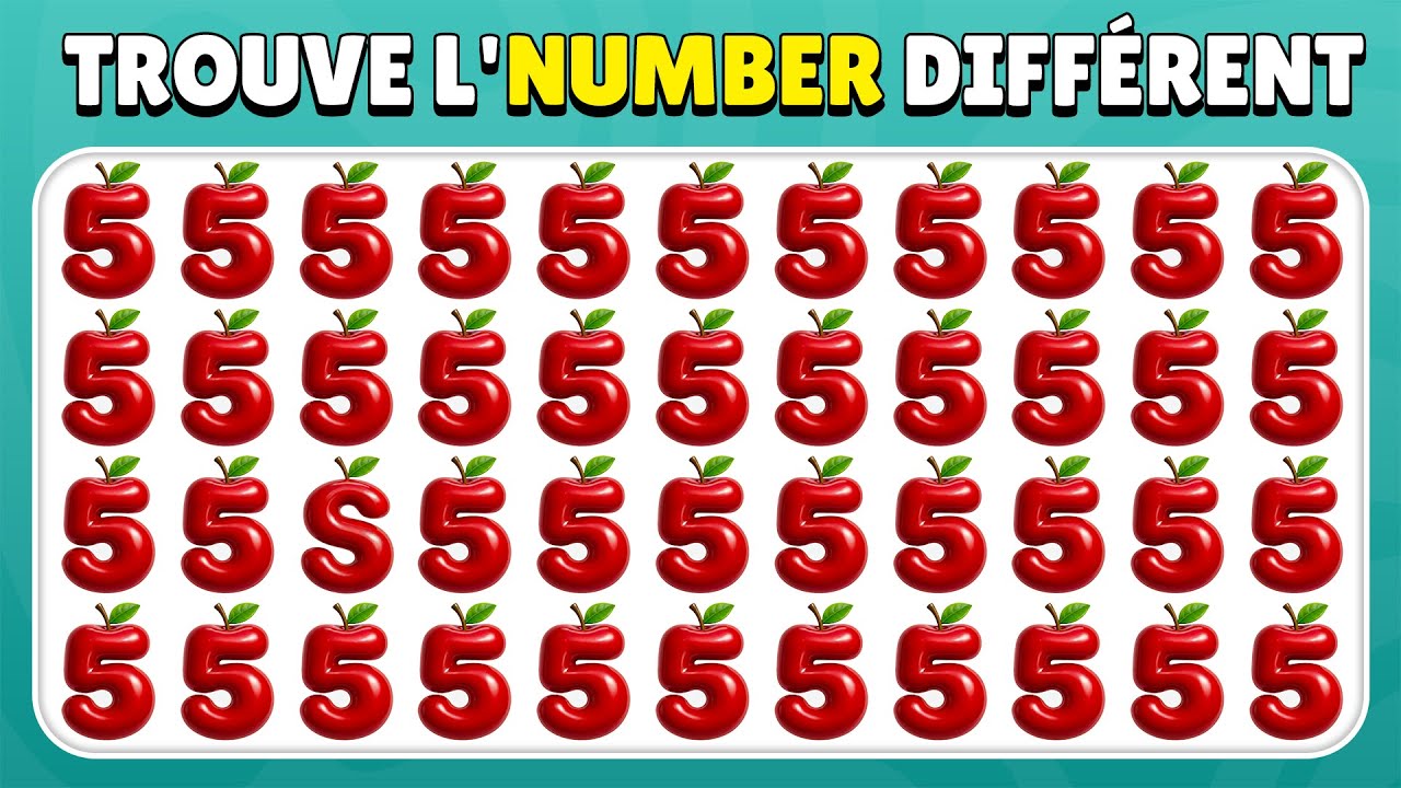 Trouve l’Intrus - Édition Nombres & Fruits 🍎🔢 | 40 Niveaux Ultimes | Facile, Moyen, Difficile
