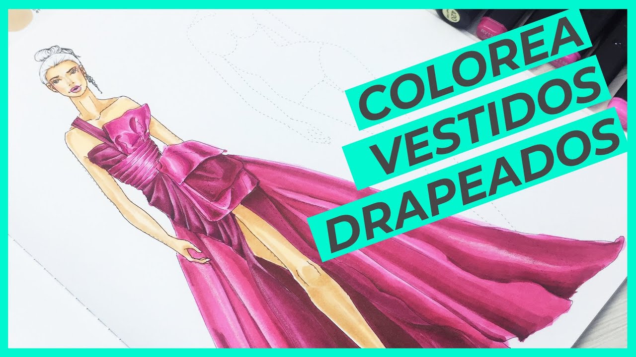 Figurines de moda: Cómo colorear vestidos drapeados