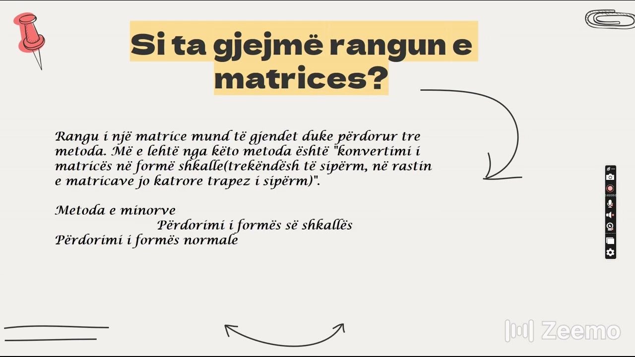 Rangu i matricave-Algjebra lineare I