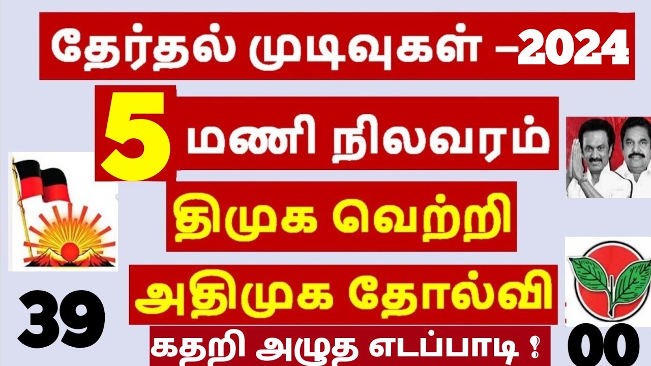5 மணி நிலவரம் தேர்தல் முடிவுகள் 2024 | Tn Election Result 2024 | Local Body Election | Tamilnadu