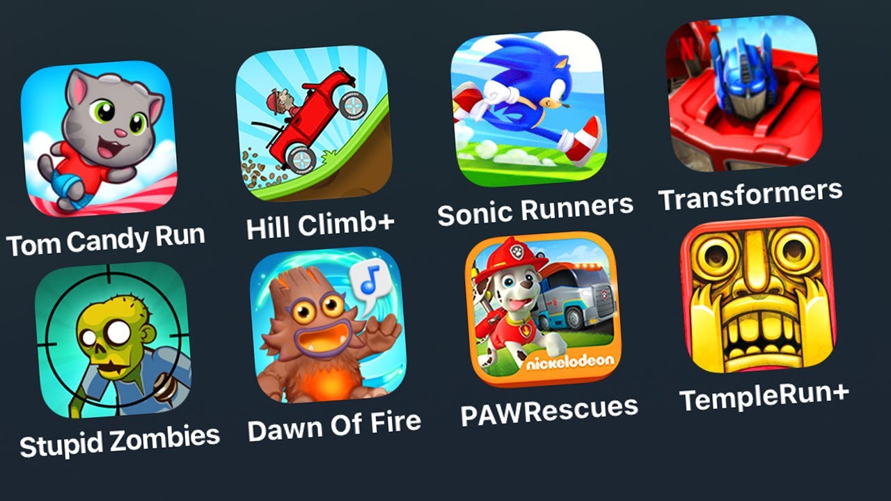 Планшет с 8 играми: Talking Tom Candy Run, Hill Climb Racing, Sonic Runners, TRANSFORMERS Forged ...