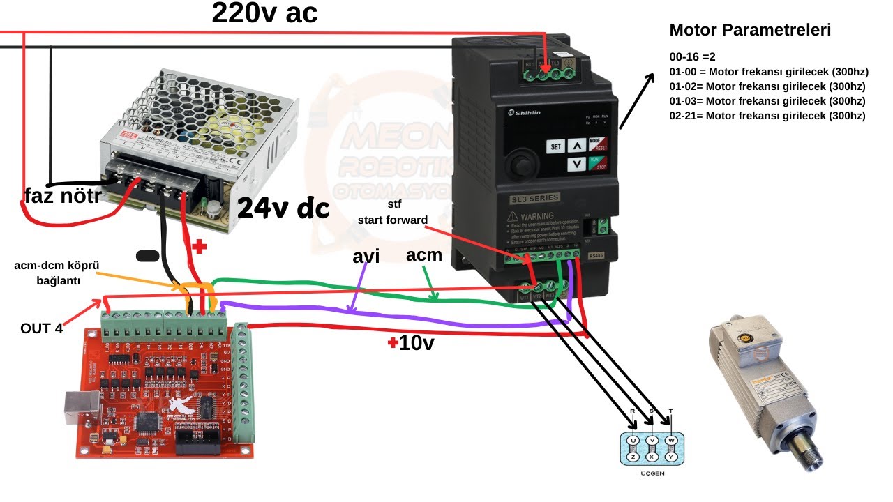 Mach3 Usb Cnc Konrol Kartı ile Hertz Spindle Sürücü Bağlantısı-Meon Robotik Otomasyon