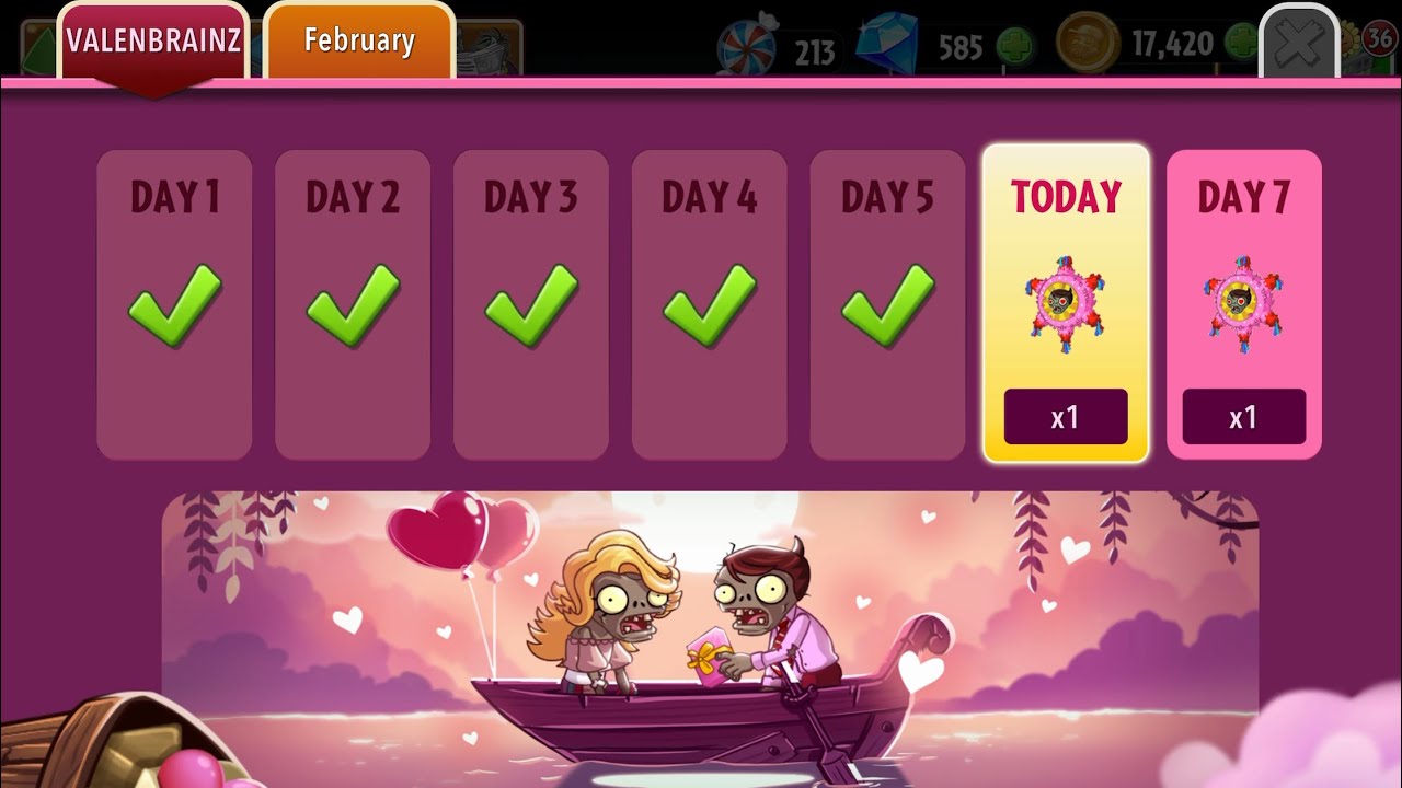 VALENBRAINZ Day 6️⃣💝 Today Pinata Party 🪅 Letsplay Plants vs. Zombies 2