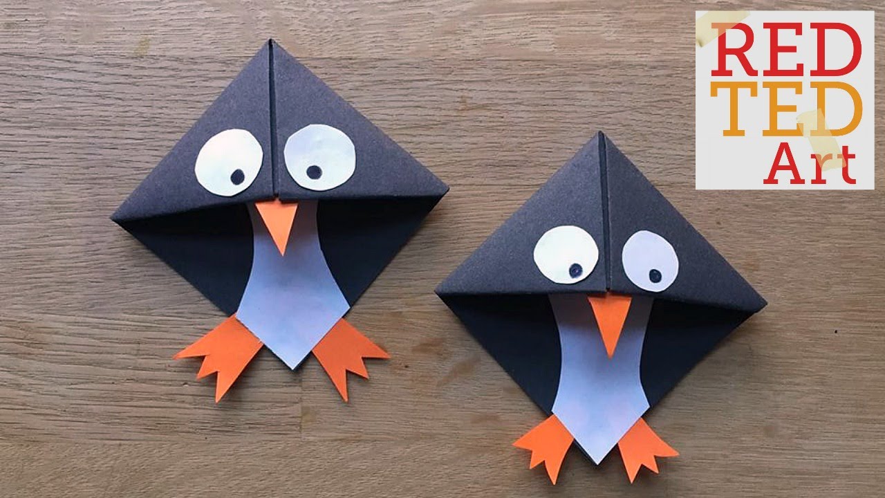 Easy Paper Penguin Corner Bookmark Crafts