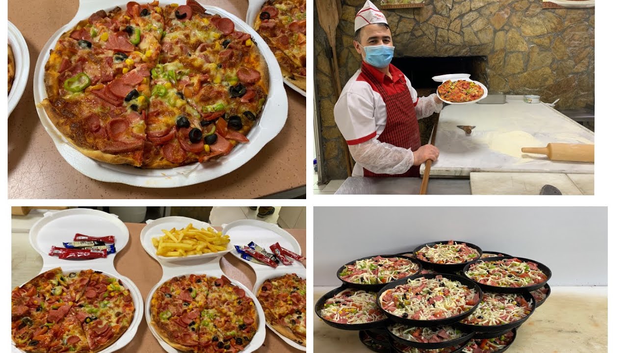 Turkish style pizza🍕How to make pizza from scratch in wood-fired oven!Turkish chef makes pizza🍕