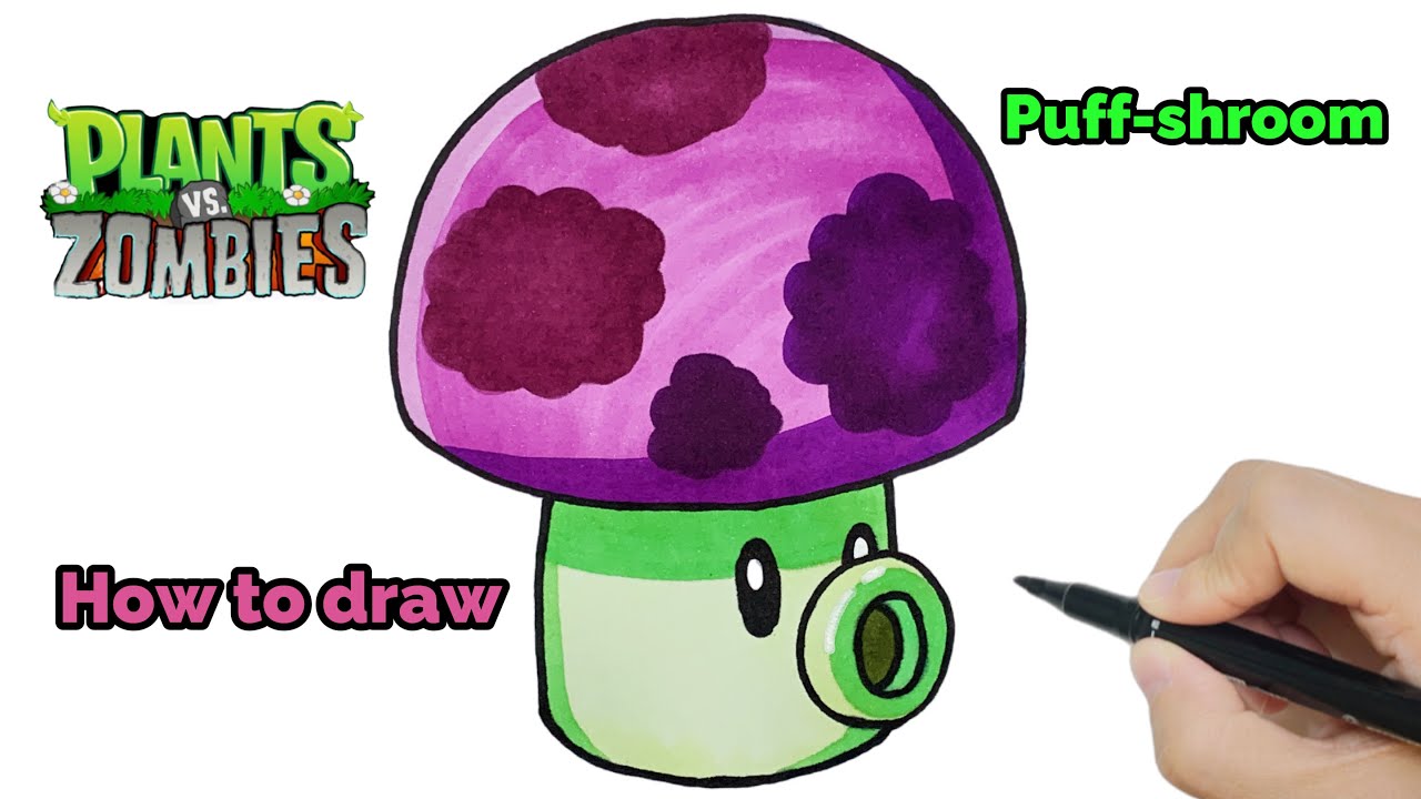 How to Draw Puff-shroom | Plants vs. Zombies Step by Step