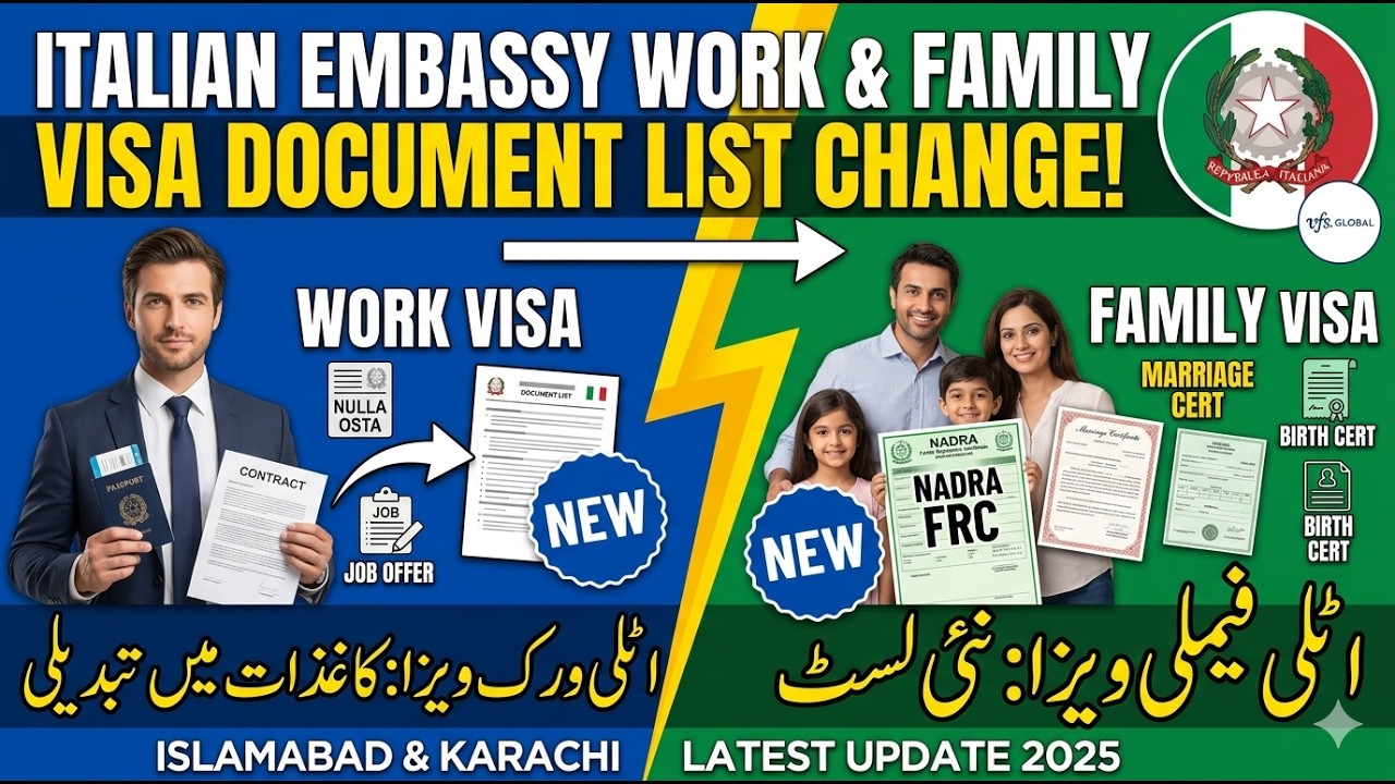 Italy family and Work  visa document list chnge